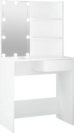 vidaXL - Kaptafel - met - LED-verlichting - 74,5x40x141 - cm - wit