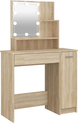 vidaXL - Kaptafel - met - LED-verlichting - 86,5x35x136 - cm - sonoma - eikenkleurig