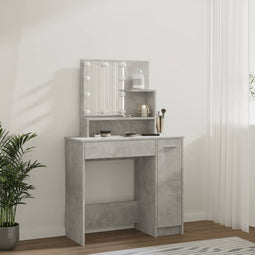 vidaXL - Kaptafel - met - LED-verlichting - 86,5x35x136 - cm - betongrijs