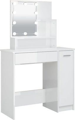 vidaXL - Kaptafel - met - LED-verlichting - 86,5x35x136 - cm - hoogglans - wit