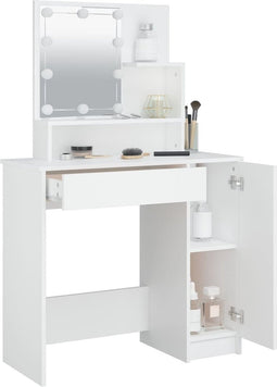 vidaXL - Kaptafel - met - LED-verlichting - 86,5x35x136 - cm - wit