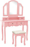 vidaXL - Kaptafelset - met - kruk - 100x40x146 - cm - paulowniahout - roze