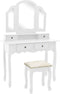 vidaXL - Kaptafelset - met - kruk - 100x40x146 - cm - paulowniahout - wit