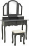vidaXL - Kaptafelset - met - kruk - 100x40x146 - cm - paulowniahout - grijs