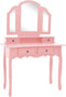 vidaXL - Kaptafelset - met - kruk - 100x40x146 - cm - paulowniahout - roze