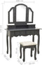 vidaXL - Kaptafelset - met - kruk - 100x40x146 - cm - paulowniahout - grijs