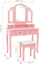 vidaXL - Kaptafelset - met - kruk - 100x40x146 - cm - paulowniahout - roze