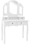 vidaXL - Kaptafelset - met - kruk - 100x40x146 - cm - paulowniahout - wit