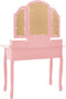 vidaXL - Kaptafelset - met - kruk - 100x40x146 - cm - paulowniahout - roze