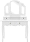 vidaXL - Kaptafelset - met - kruk - 100x40x146 - cm - paulowniahout - wit