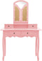 vidaXL - Kaptafelset - met - kruk - 100x40x146 - cm - paulowniahout - roze