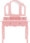 vidaXL - Kaptafelset - met - kruk - 100x40x146 - cm - paulowniahout - roze