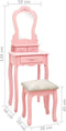 vidaXL - Kaptafelset - met - kruk - 50x59x136 - cm - paulowniahout - roze