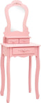 vidaXL - Kaptafelset - met - kruk - 50x59x136 - cm - paulowniahout - roze