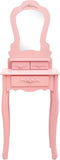vidaXL - Kaptafelset - met - kruk - 50x59x136 - cm - paulowniahout - roze