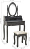vidaXL - Kaptafelset - met - kruk - 75x69x140 - cm - paulowniahout - grijs