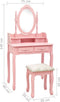 vidaXL - Kaptafelset - met - kruk - 75x69x140 - cm - paulowniahout - roze
