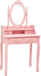 vidaXL - Kaptafelset - met - kruk - 75x69x140 - cm - paulowniahout - roze