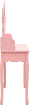 vidaXL - Kaptafelset - met - kruk - 75x69x140 - cm - paulowniahout - roze