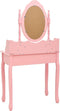 vidaXL - Kaptafelset - met - kruk - 75x69x140 - cm - paulowniahout - roze