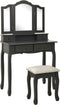 vidaXL - Kaptafelset - met - kruk - 80x69x141 - cm - paulowniahout - grijs