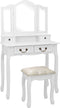vidaXL - Kaptafelset - met - kruk - 80x69x141 - cm - paulowniahout - wit