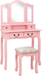 vidaXL - Kaptafelset - met - kruk - 80x69x141 - cm - paulowniahout - roze