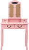 vidaXL - Kaptafelset - met - kruk - 80x69x141 - cm - paulowniahout - roze