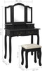 vidaXL - Kaptafelset - met - kruk - 80x69x141 - cm - paulowniahout - zwart
