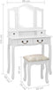 vidaXL - Kaptafelset - met - kruk - 80x69x141 - cm - paulowniahout - wit