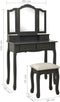 vidaXL - Kaptafelset - met - kruk - 80x69x141 - cm - paulowniahout - grijs