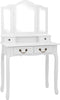 vidaXL - Kaptafelset - met - kruk - 80x69x141 - cm - paulowniahout - wit