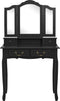 vidaXL - Kaptafelset - met - kruk - 80x69x141 - cm - paulowniahout - zwart
