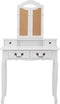 vidaXL - Kaptafelset - met - kruk - 80x69x141 - cm - paulowniahout - wit