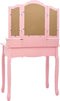 vidaXL - Kaptafelset - met - kruk - 80x69x141 - cm - paulowniahout - roze