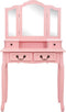 vidaXL - Kaptafelset - met - kruk - 80x69x141 - cm - paulowniahout - roze