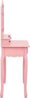 vidaXL - Kaptafelset - met - kruk - 80x69x141 - cm - paulowniahout - roze
