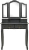 vidaXL - Kaptafelset - met - kruk - 80x69x141 - cm - paulowniahout - grijs