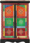 vidaXL - Kast - handgeschilderd - met - deuren - 53x30x75 - cm - massief - mangohout