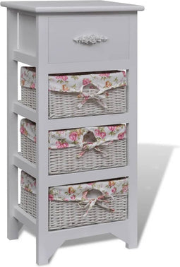 vidaXL - Kast - met - 1 - lade - en - 3 - manden - paulowniahout - wit