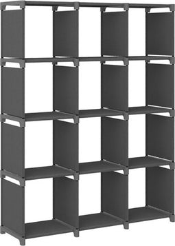 vidaXL - Kast - met - 12 - vakken - 103x30x141 - cm - stof - grijs