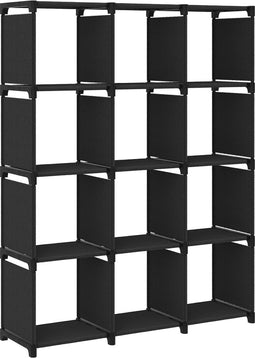 vidaXL - Kast - met - 12 - vakken - 103x30x141 - cm - stof - zwart