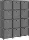 vidaXL - Kast - met - 12 - vakken - met - boxen - 103x30x141 - cm - stof - grijs