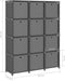 vidaXL - Kast - met - 12 - vakken - met - boxen - 103x30x141 - cm - stof - grijs
