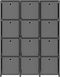 vidaXL - Kast - met - 12 - vakken - met - boxen - 103x30x141 - cm - stof - grijs