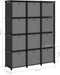 vidaXL - Kast - met - 12 - vakken - met - boxen - 103x30x141 - cm - stof - zwart
