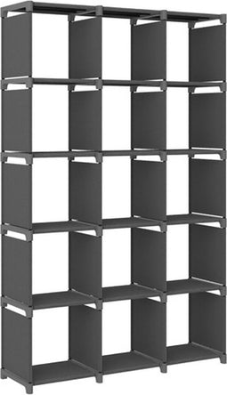 vidaXL - Kast - met - 15 - vakken - 103x30x175,5 - cm - stof - grijs