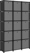 vidaXL - Kast - met - 15 - vakken - met - boxen - 103x30x175,5 - cm - stof - zwart