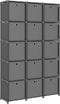 vidaXL - Kast - met - 15 - vakken - met - boxen - 103x30x175,5 - cm - stof - grijs