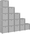 vidaXL - Kast - met - 15 - vakken - met - boxen - 103x30x175,5 - cm - stof - grijs